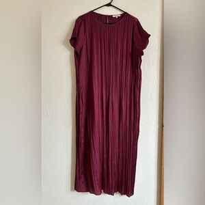 Madewell Burgundy / Mulberry Wine Pleated Midi Slip Dress, size PXL